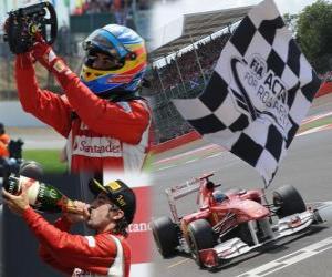 пазл Фернандо Алонсо празднует победу в Гран-При Великобритании (2011)
